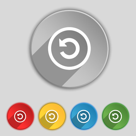 Upgrade, arrow, update icon sign. Symbol on five flat buttons. Vector illustrationのイラスト素材