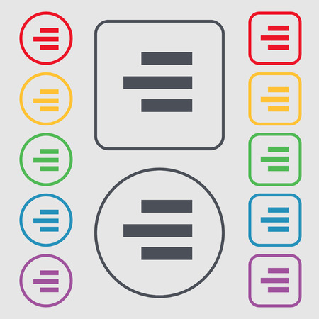 Right-aligned icon sign. symbol on the Round and square buttons with frame. Vector illustrationのイラスト素材