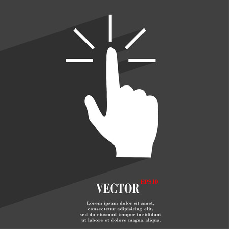 Click here hand  icon symbol Flat modern web design with long shadow and space for your text. Vector illustrationのイラスト素材