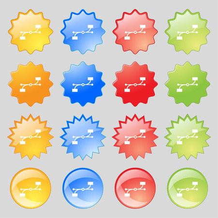 Bezier Curve icon sign. Big set of 16 colorful modern buttons for your design. Vector illustrationのイラスト素材