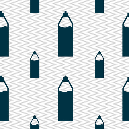 Plastic bottle with drink icon sign. Seamless pattern with geometric texture. Vector illustrationのイラスト素材