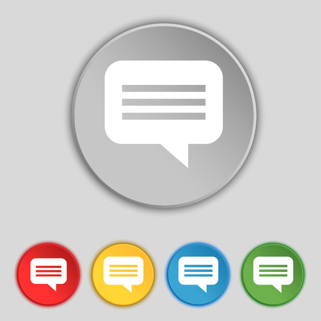 speech bubble, Chat think icon sign. Symbol on five flat buttons. Vector illustrationのイラスト素材