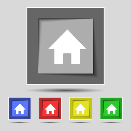 Home, Main page icon sign on the original five colored buttons. Vector illustrationのイラスト素材