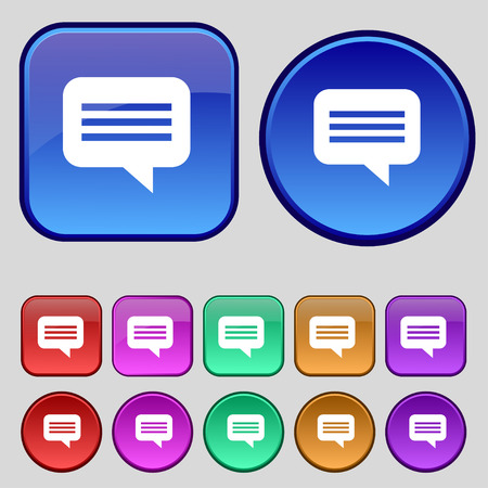 speech bubble, Chat think icon sign. A set of twelve vintage buttons for your design. Vector illustrationのイラスト素材