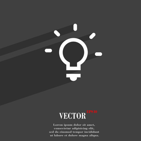 Light lamp, Idea  icon symbol Flat modern web design with long shadow and space for your text. Vector illustrationのイラスト素材