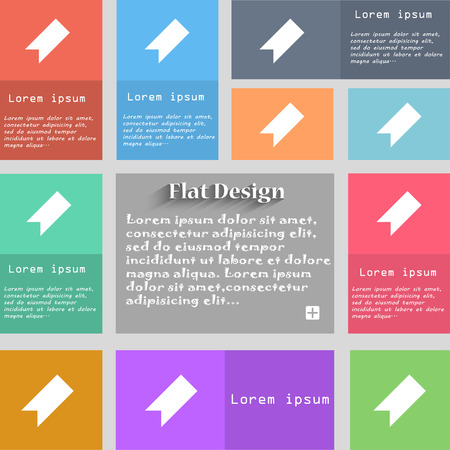 bookmark icon sign. Set of multicolored buttons. Metro style with space for text. The Long Shadow Vector illustrationのイラスト素材
