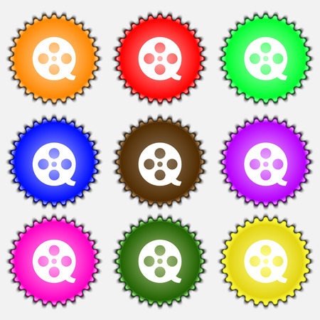 Film  icon sign. A set of nine different colored labels. Vector illustrationのイラスト素材