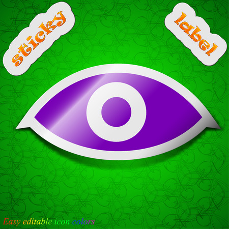 Eye, Publish content, sixth sense, intuition  icon sign. Symbol chic colored sticky label on green background. Vector illustrationのイラスト素材
