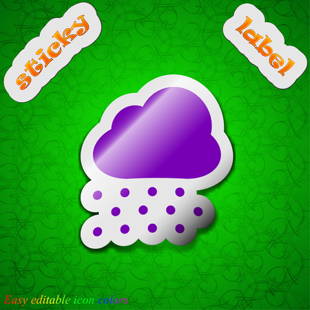 snowing  icon sign. Symbol chic colored sticky label on green background. Vector illustrationのイラスト素材