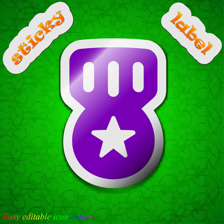 Award, Medal of Honor  icon sign. Symbol chic colored sticky label on green background. Vector illustrationのイラスト素材