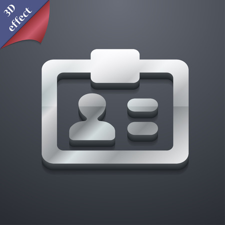 ID,  Identity card  icon symbol. 3D style. Trendy, modern design with space for your text Vector illustrationのイラスト素材