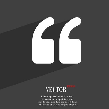 Double quotes at the beginning of words  icon symbol Flat modern web design with long shadow and space for your text. Vector illustrationのイラスト素材