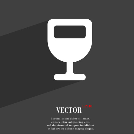 Wine glass, Alcohol drink  icon symbol Flat modern web design with long shadow and space for your text. Vector illustrationのイラスト素材
