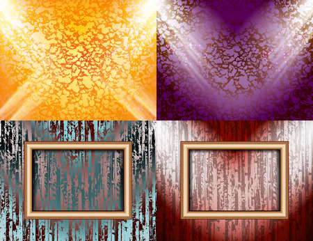 Set of Blank frame on a color wall lighting, abstract colored background with spotlights.  illustrationの写真素材