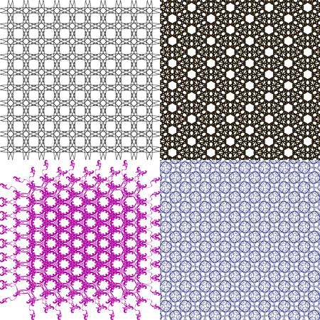 Set of 4 monochrome elegant patterns. ornaments. May be used as backgroundの写真素材