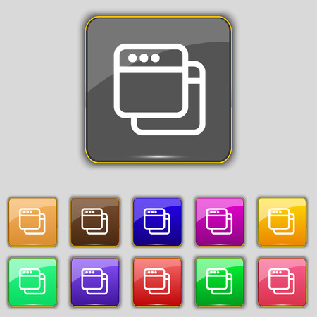 Simple Browser window icon sign. Set with eleven colored buttons for your site. Vector illustrationのイラスト素材