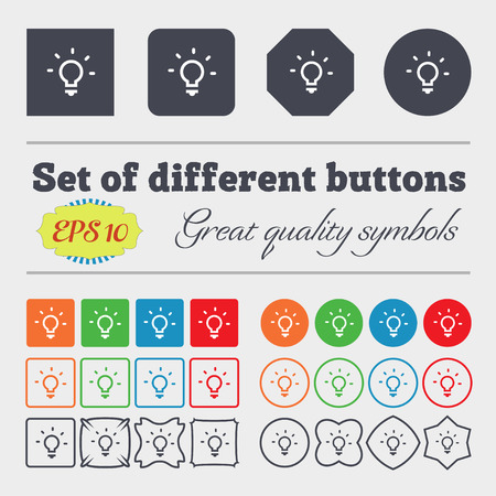 Light lamp, Idea  icon sign Big set of colorful, diverse, high-quality buttons. Vector illustrationのイラスト素材