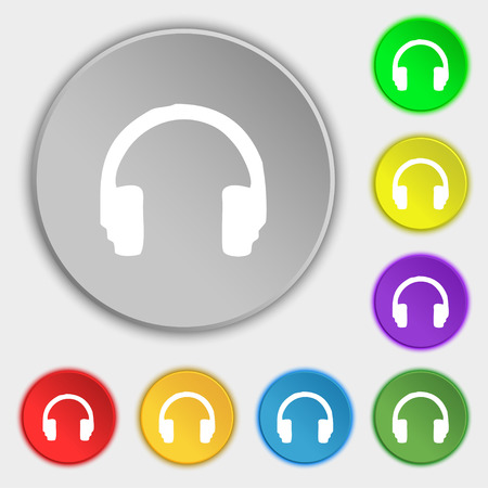 headsets icon sign. Symbol on five flat buttons. Vector illustrationのイラスト素材