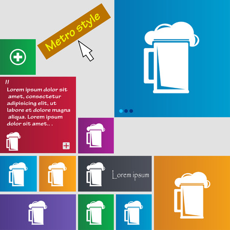 glass of beer icon sign. buttons. Modern interface website buttons with cursor pointer. Vector illustrationのイラスト素材