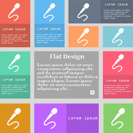 microphone icon sign. Set of multicolored buttons with space for text. Vector illustrationのイラスト素材