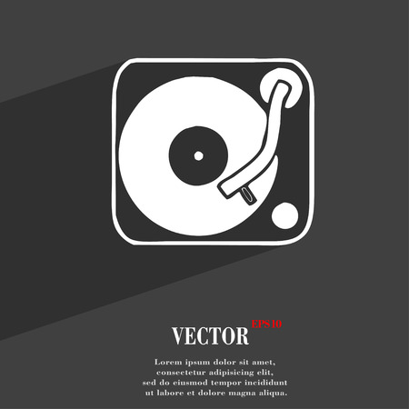 Gramophone, vinyl icon symbol Flat modern web design with long shadow and space for your text. Vector illustrationのイラスト素材