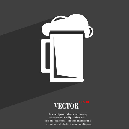 glass of beer icon symbol Flat modern web design with long shadow and space for your text. Vector illustrationのイラスト素材