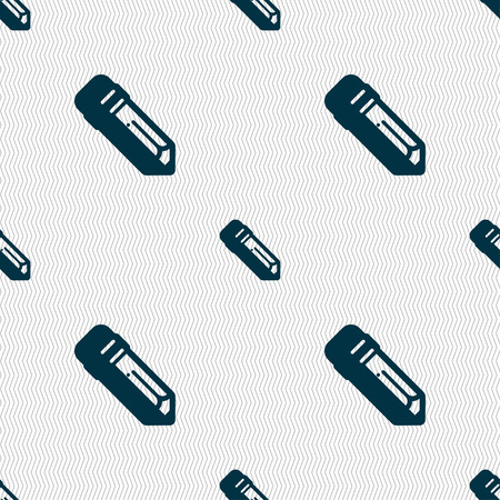 pencil icon sign. Seamless pattern with geometric texture. Vector illustrationのイラスト素材