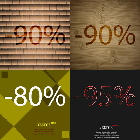90, 8095 icon. Set of percent discount on abstract backgrounds. Vector illustrationのイラスト素材