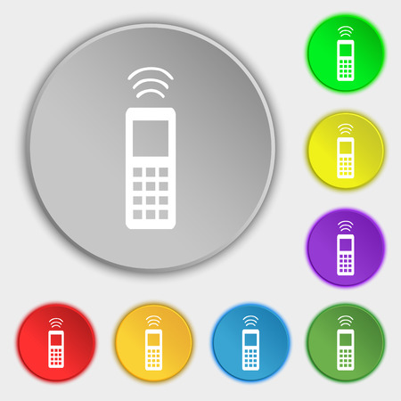 the remote control icon sign. Symbol on five flat buttons. Vector illustrationのイラスト素材