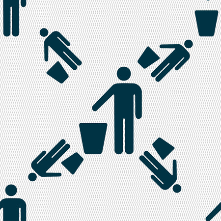 throw away the trash icon sign. Seamless pattern with geometric texture. Vector illustrationのイラスト素材