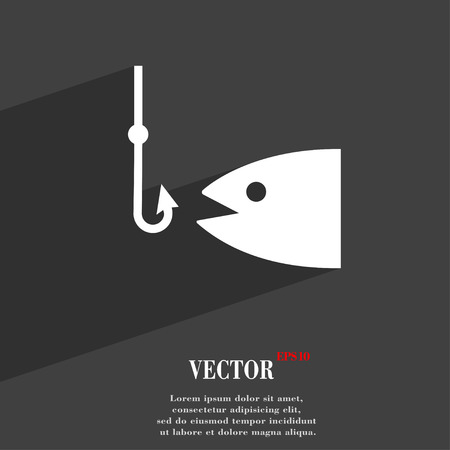 Fishing icon symbol Flat modern web design with long shadow and space for your text. Vector illustrationのイラスト素材