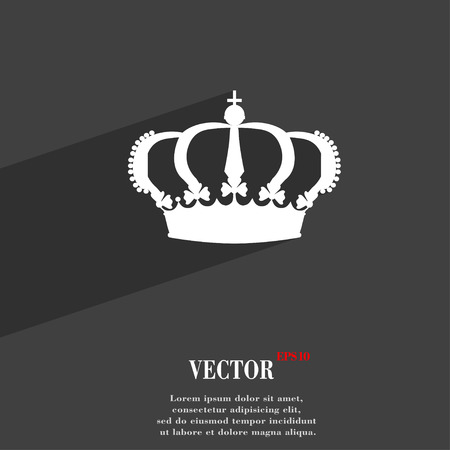 Crown icon symbol Flat modern web design with long shadow and space for your text. Vector illustrationのイラスト素材