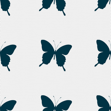 butterfly icon sign. Seamless pattern with geometric texture. Vector illustrationのイラスト素材