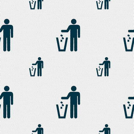 throw away the trash icon sign. Seamless pattern with geometric texture. Vector illustrationのイラスト素材