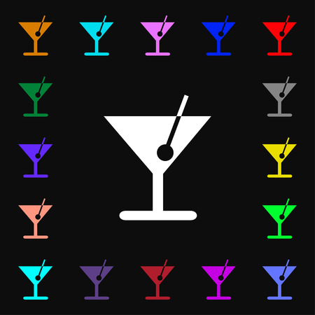 cocktail icon sign. Lots of colorful symbols for your design. Vector illustrationのイラスト素材