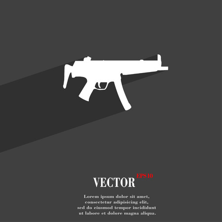 machine gun icon symbol Flat modern web design with long shadow and space for your text. Vector illustrationのイラスト素材