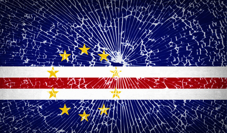 Flags of Cape Verde with broken glass texture. Vector illustrationのイラスト素材