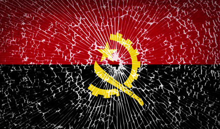 Flags of Angola with broken glass texture. Vector illustrationのイラスト素材