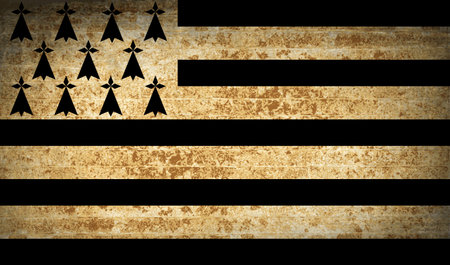 Flags of Brittany with dirty paper texture. Vector illustrationのイラスト素材