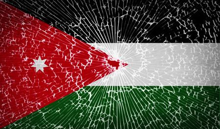 Flags of Jordan with broken glass texture. Vector illustrationのイラスト素材