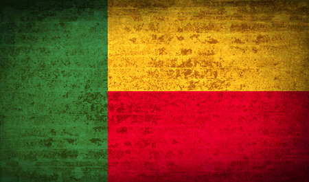 Flags of Benin with dirty paper texture. Vector illustrationのイラスト素材