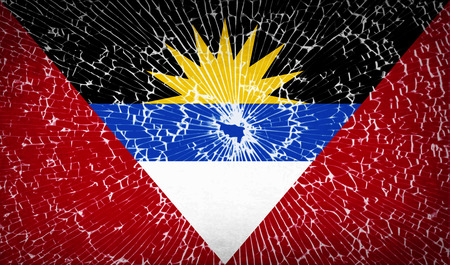Flags of Antigua and Barbuda with broken glass texture. Vector illustrationのイラスト素材