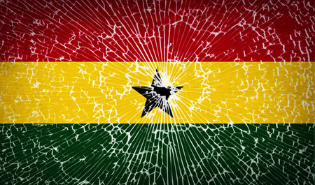 Flags of Ghana with broken glass texture. Vector illustrationのイラスト素材