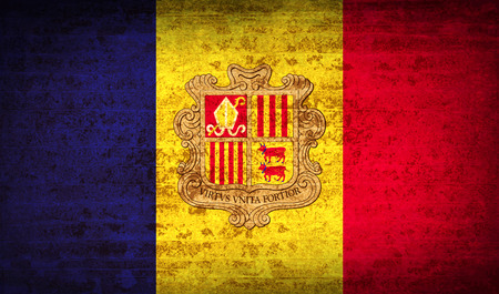 Flags of Andorra with dirty paper texture. Vector illustrationのイラスト素材