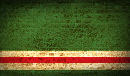Flags of Chechen Republic of Ichkeria with dirty paper texture. Vector illustrationのイラスト素材