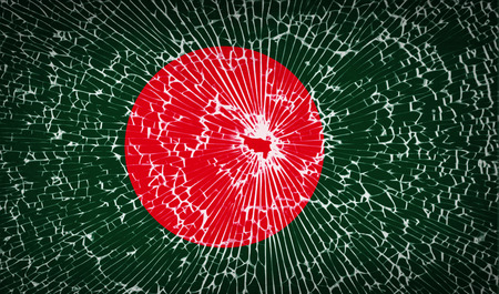 Flags of Bangladesh with broken glass texture. Vector illustrationのイラスト素材