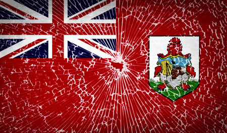 Flags of Bermuda with broken glass texture. Vector illustrationのイラスト素材