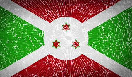 Flags of Burundi with broken glass texture. Vector illustrationのイラスト素材