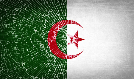 Flags of Algeria with broken glass texture. Vector illustrationのイラスト素材