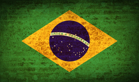 Flags of Brazil with dirty paper texture. Vector illustrationのイラスト素材
